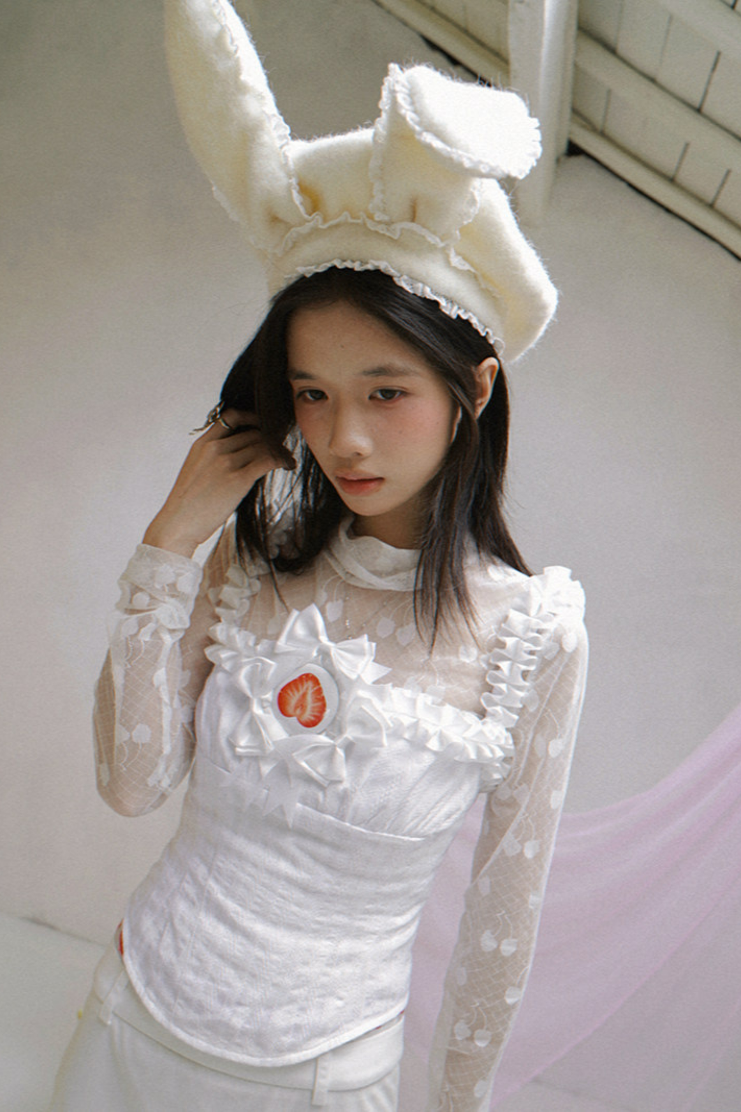 Cherry Jacquard Turtleneck Top