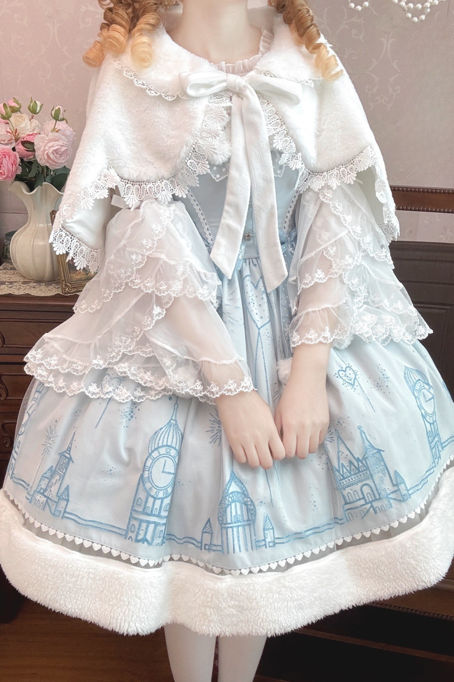スノーフレークキャッスルロリータドレス+ケープ+トップス