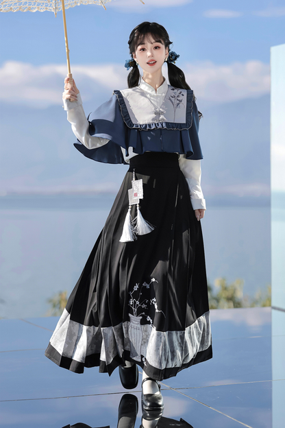 Train Book Fragrance China Top + Shawl + Skirt