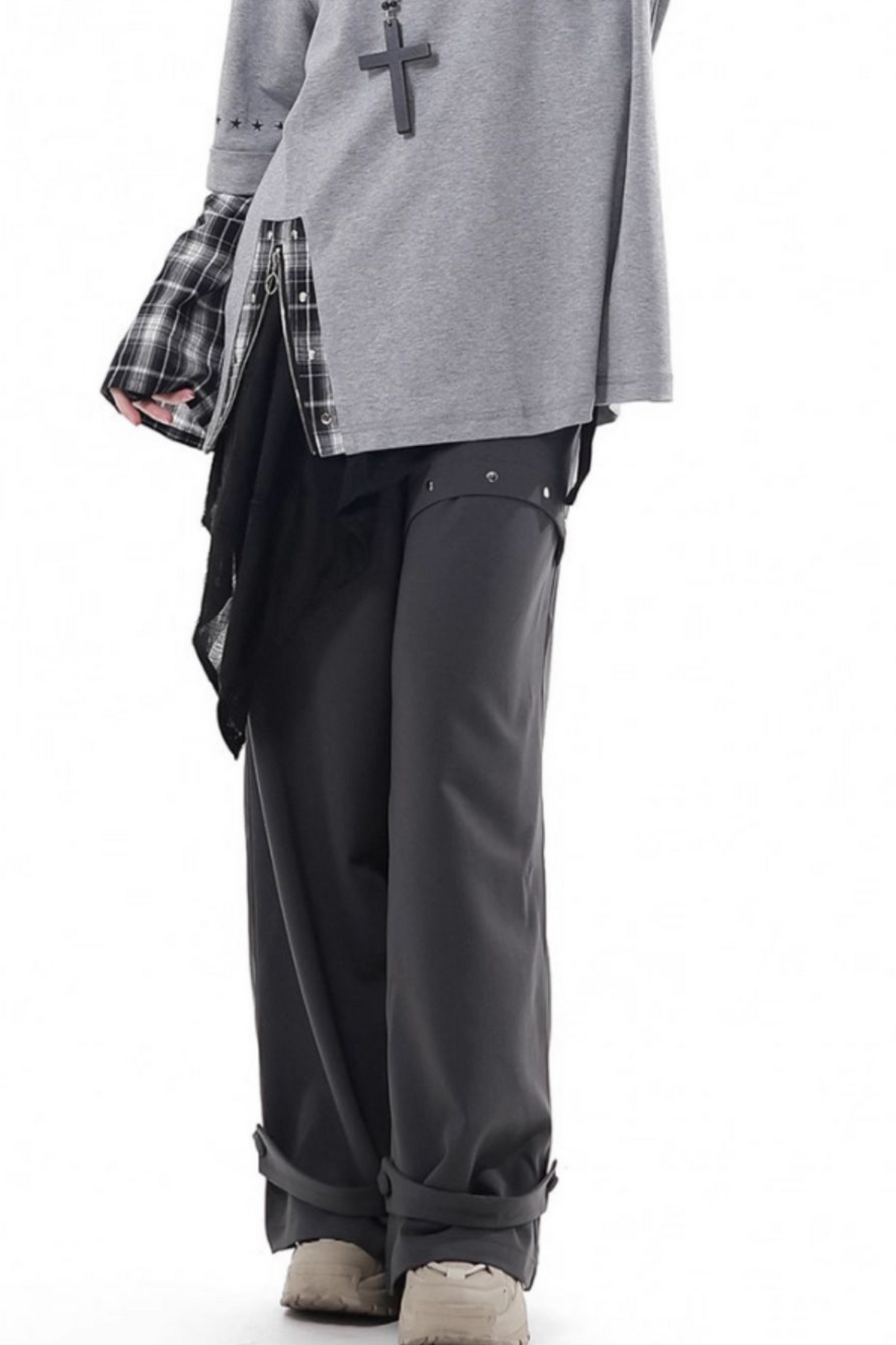 チェックデザイントップス+アシメトップス+パンツ+スカート+ベルト