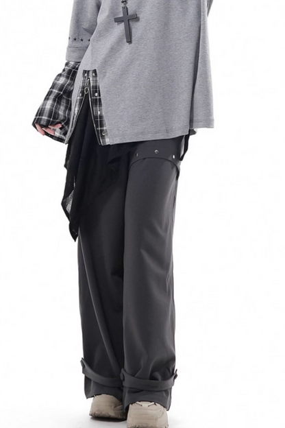 チェックデザイントップス+アシメトップス+パンツ+スカート+ベルト