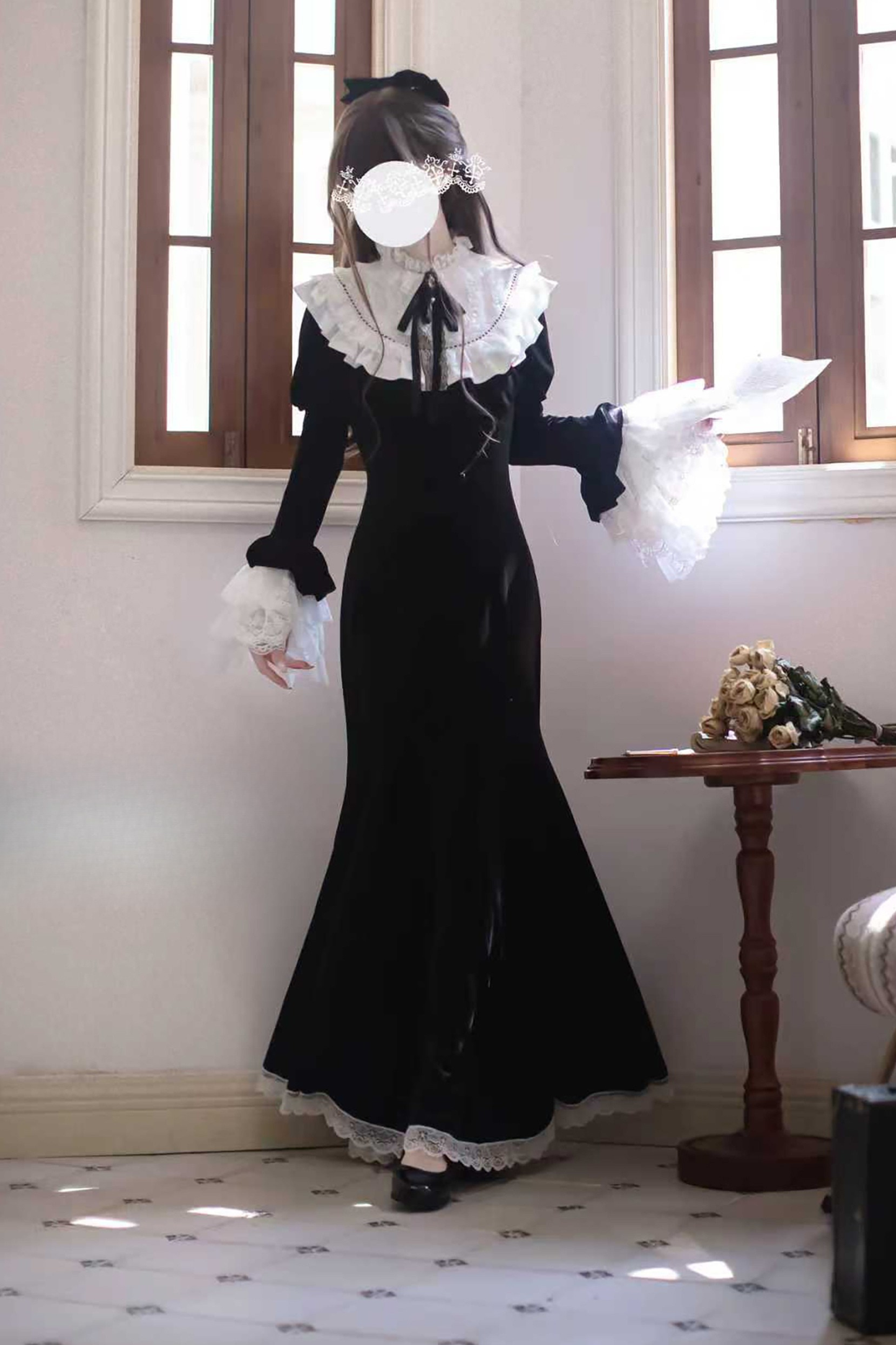 Gothic Velvet Black Elegant Mermaid Dress