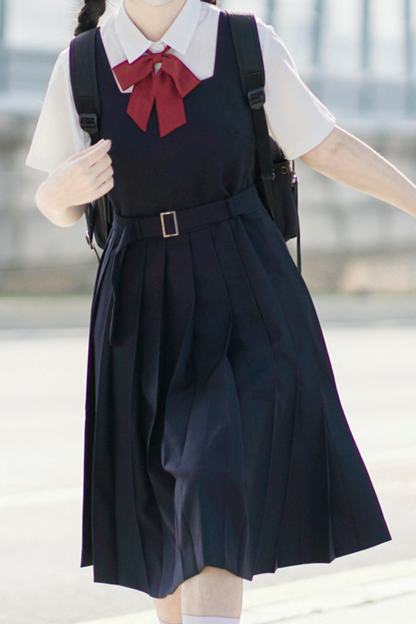 Retro College Plissee-Westenkleid