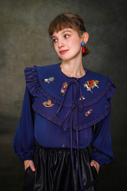 フレンチレトロショールデザインブラウス