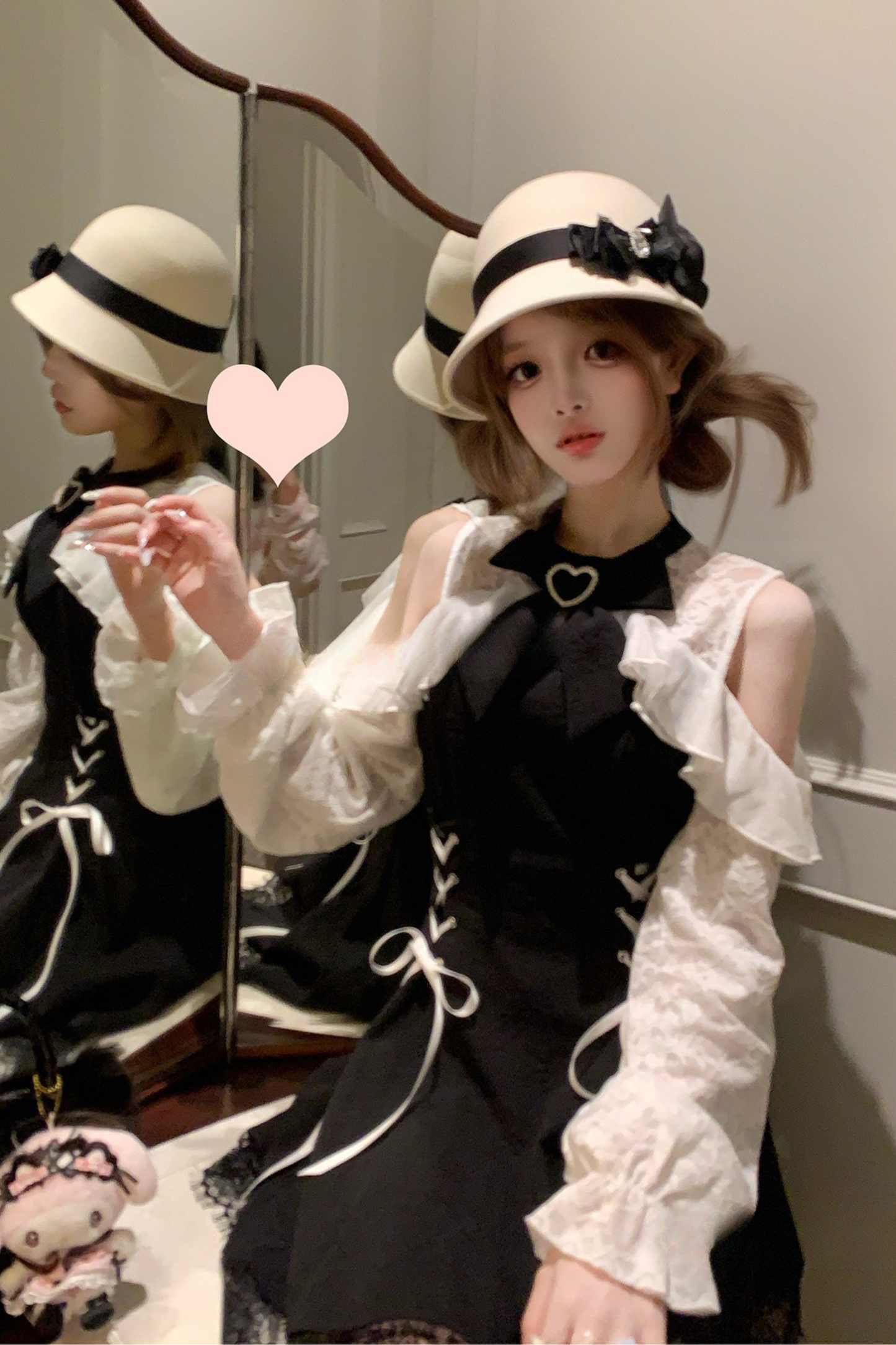 Lace-up off-the-shoulder dress