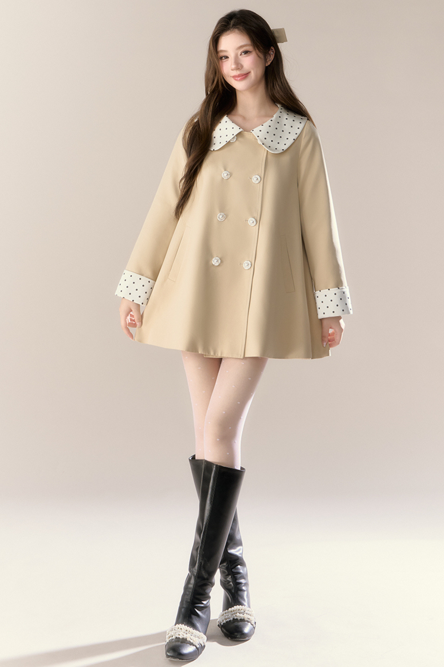 ココドールカラードットトレンチコート