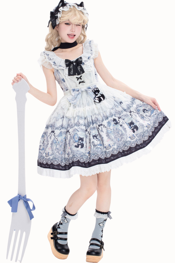 Rabbit Hole Alice Lolita Dress + JSK + Cat Hairband + Headband + Hat + Clip + Bonnet
