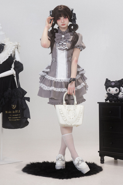 パフスリーブエレガントゴシックスタイルトップス+パンツ