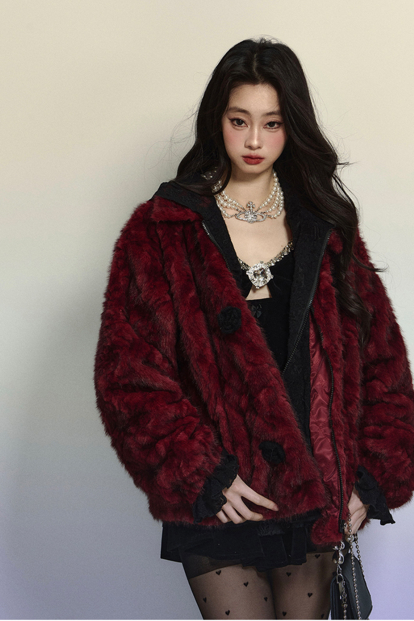 Dark Red Fur Coat