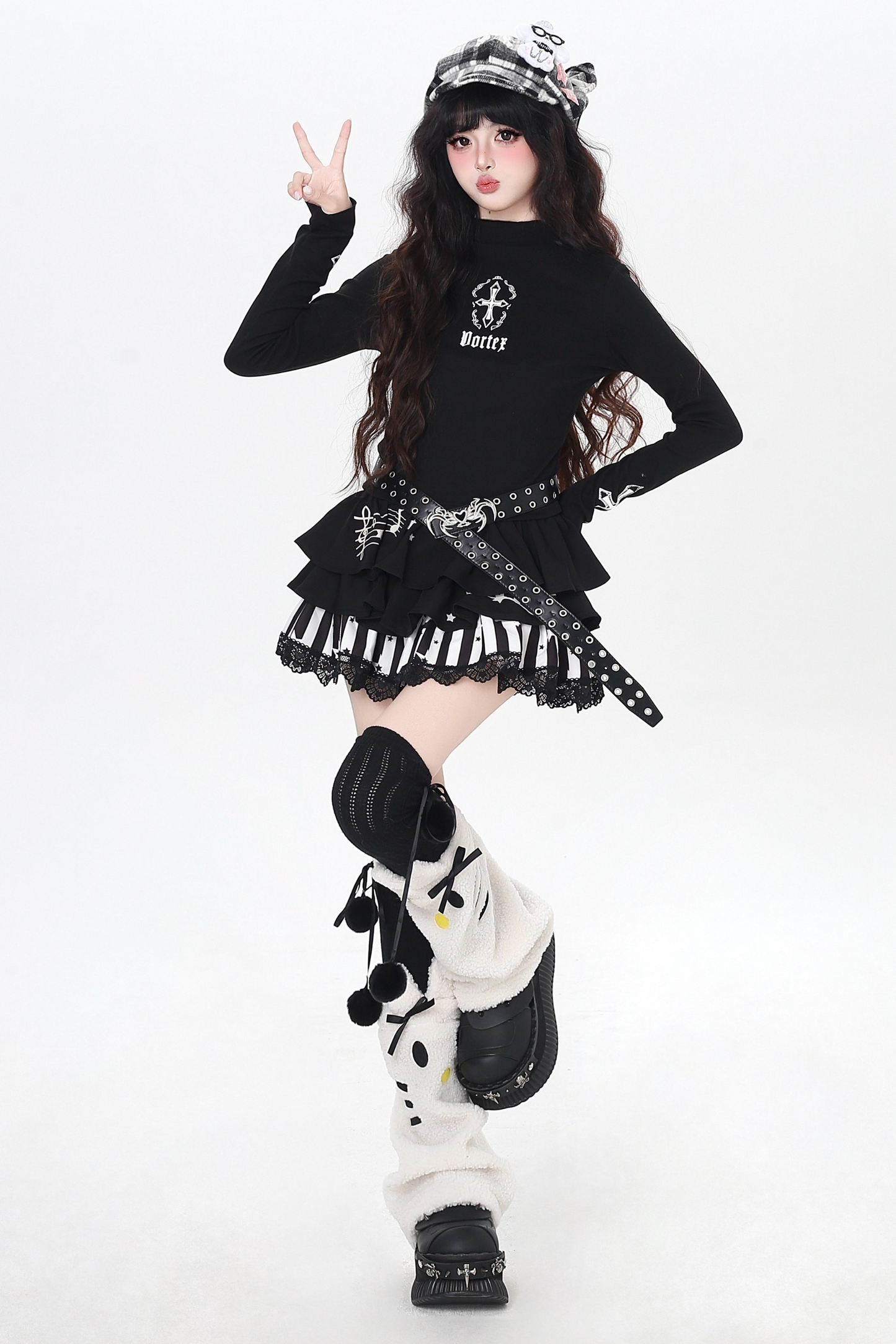 クロススリムタートルネックトップス