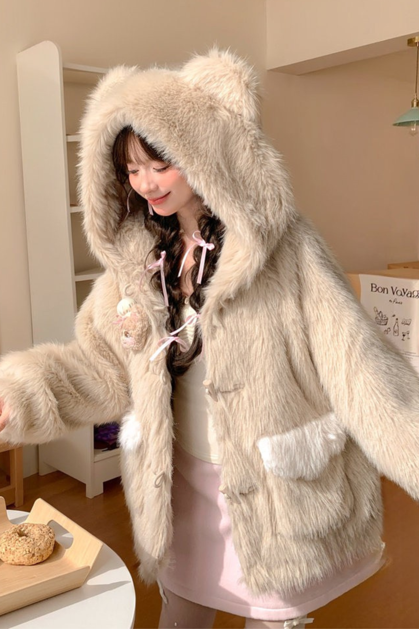 ベアフードファーコート