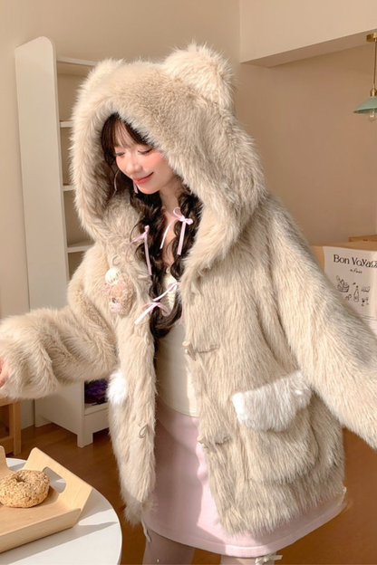 ベアフードファーコート