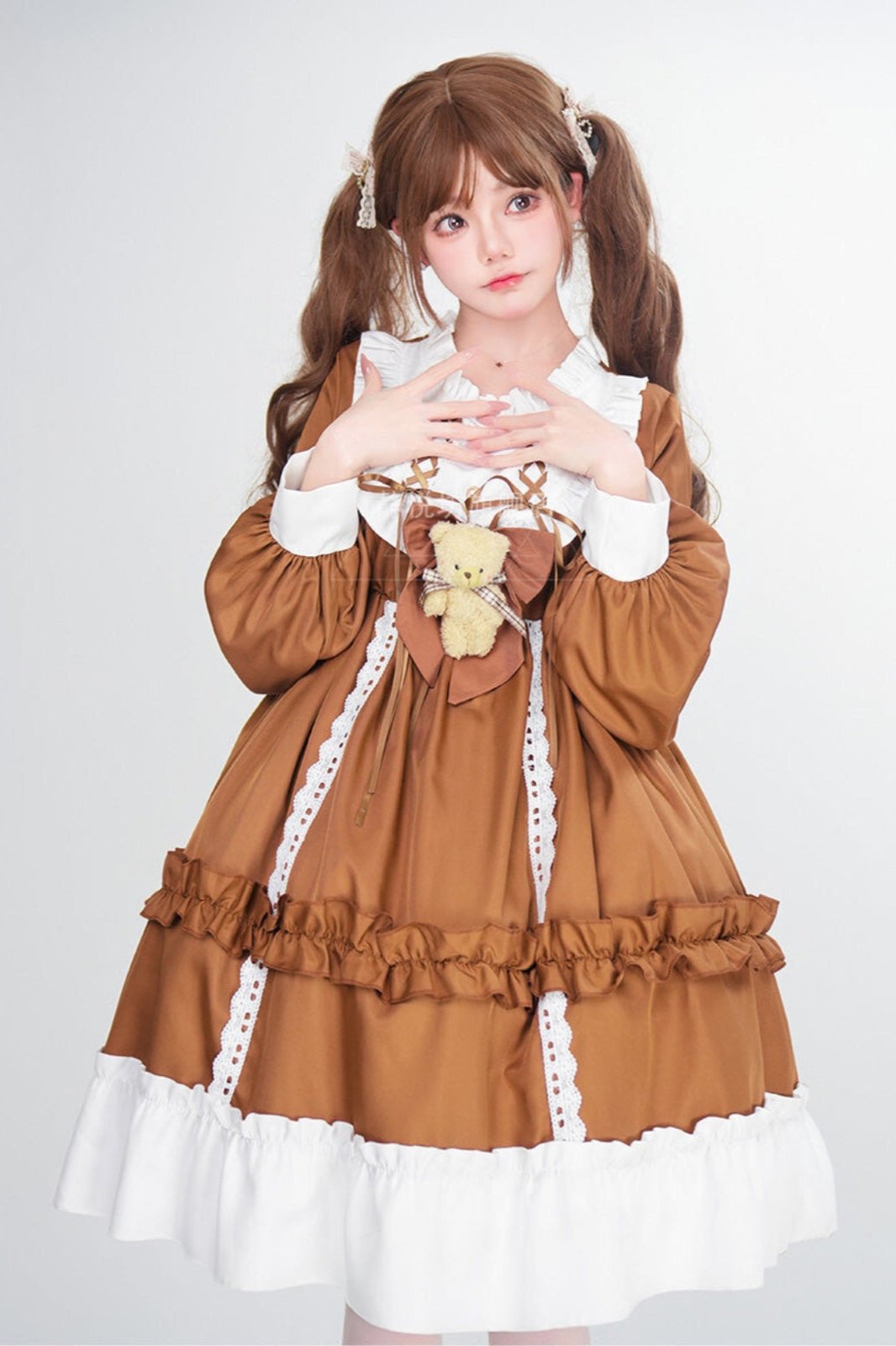 Doll Lace-Up Lolita Dress + Bustle + Bare Ribbon