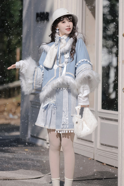 チャイナスノーロリータジャケット+トップス+スカート+スカーフ