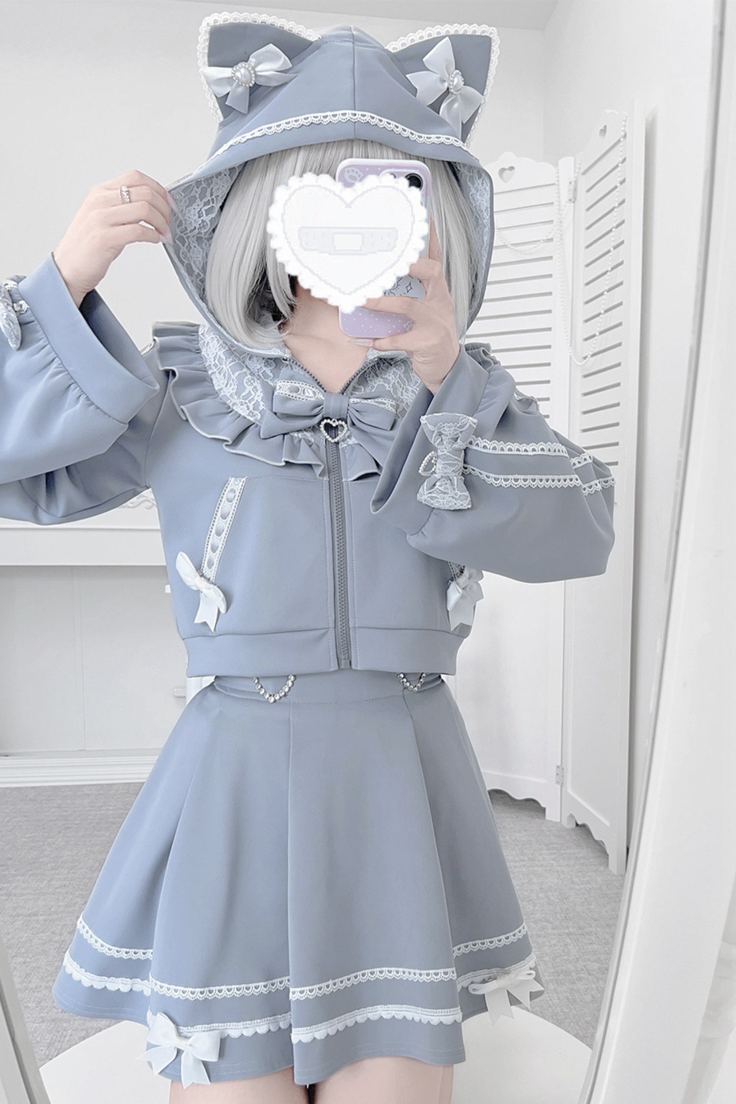 猫耳ダークフードパーカー+スカート