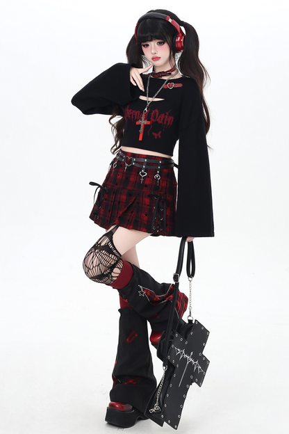 ダークショートトップス+インナーキャミソール