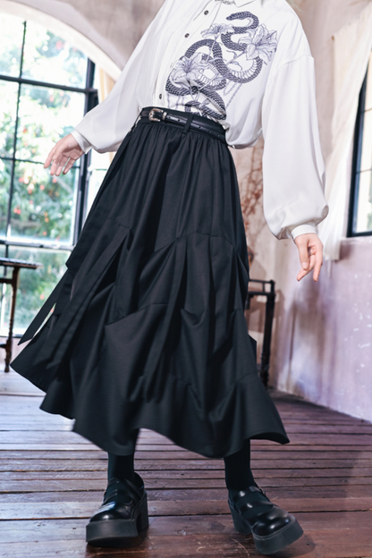Dark Scale Pleated Skirt