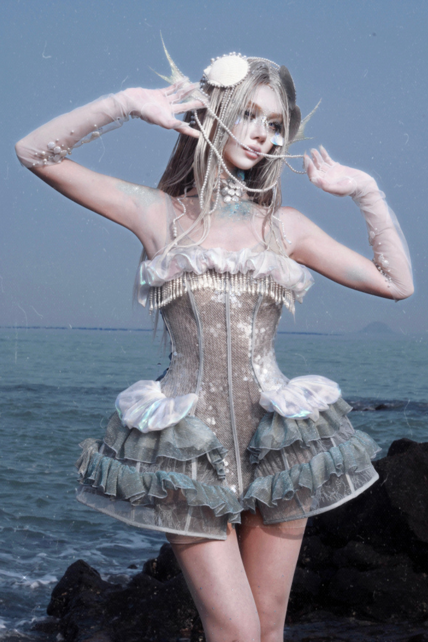 [Reservations] Heavy Duty Sequined Herringbone Jellyfish Beach Dress