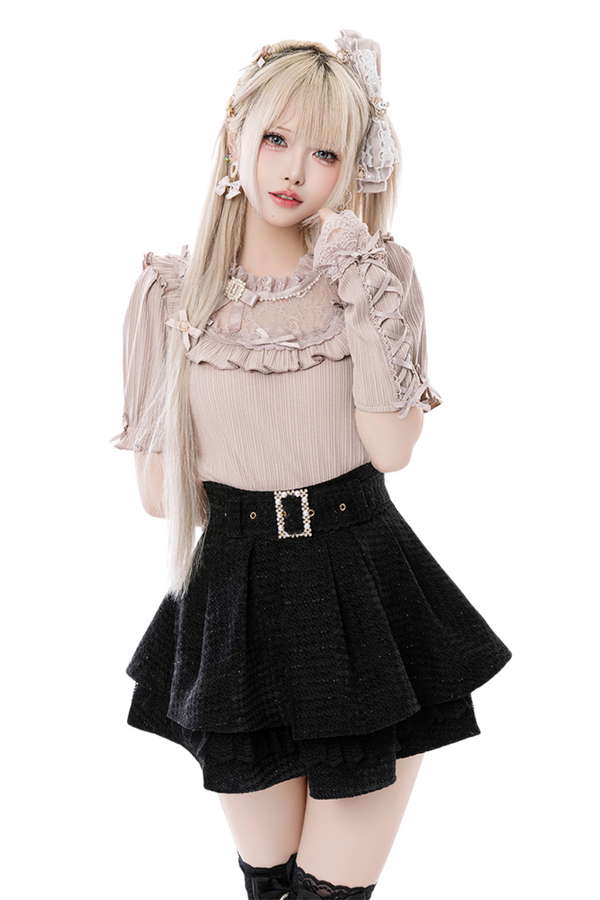 地雷ローズクリーム袖付きニット