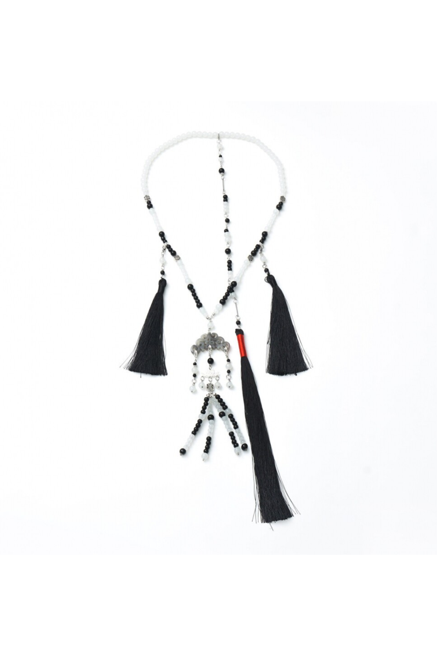 Dunkle China-Jacke + Hemd + Hose + Gürtel + Halskette