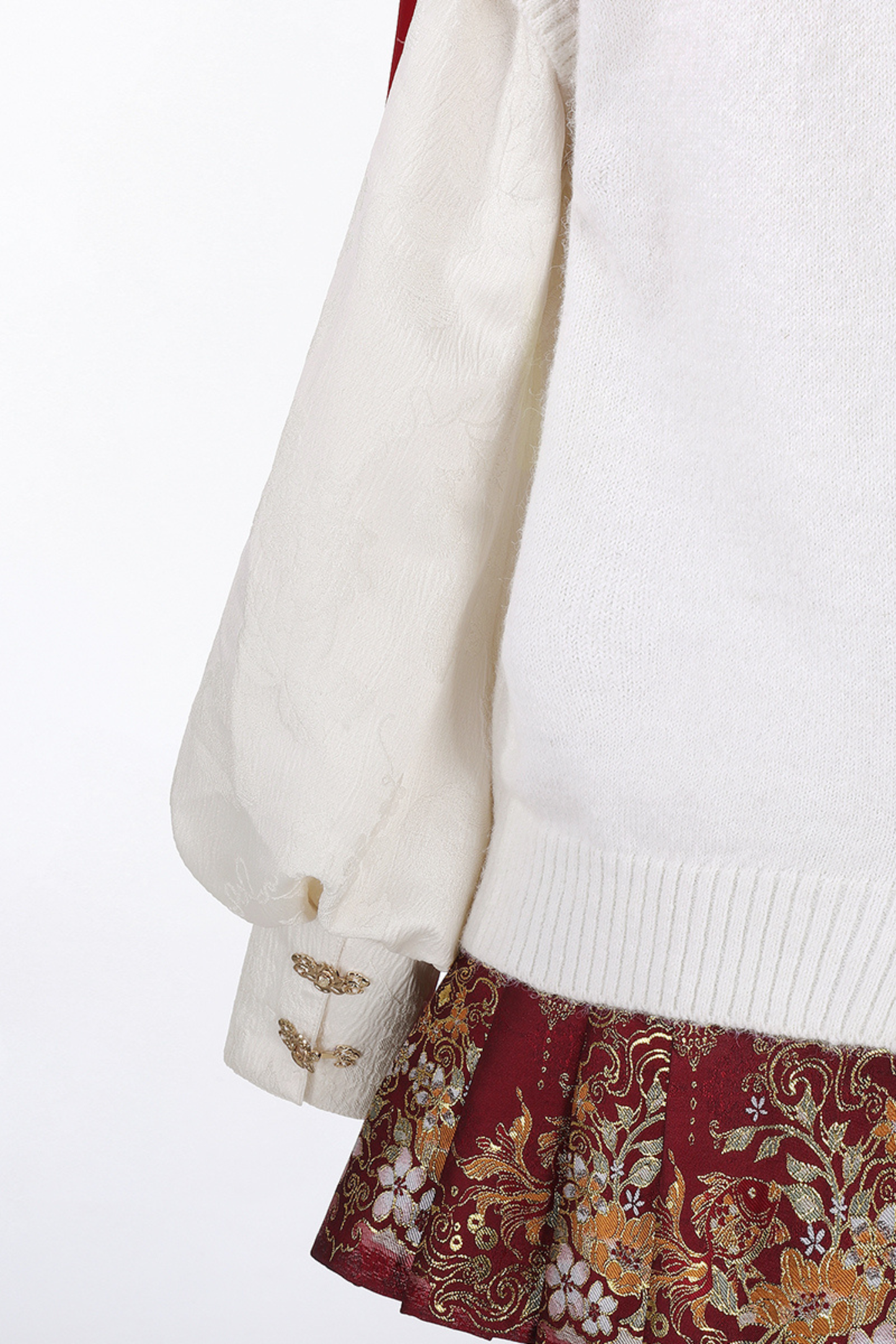 チャイナスノーニットベスト+シャツ+スカート