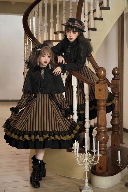 Retro Striped Elegant Gothic Lolita Dress