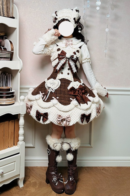 [Deadline for reservations: December 8] Frosted Sugar Rabbit Fur Ribbon Strap Dress