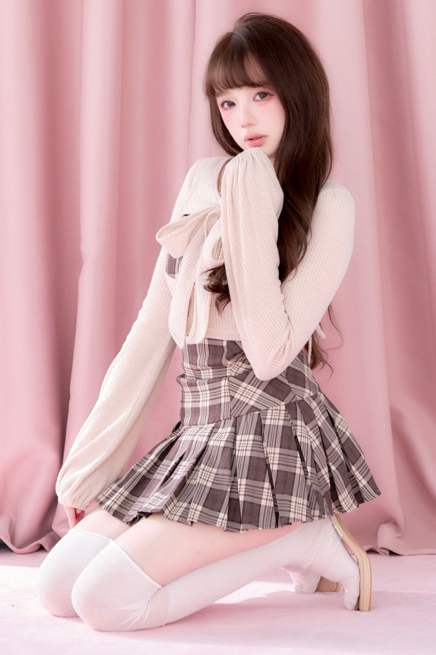 Plaid Dress + Short Knit Top