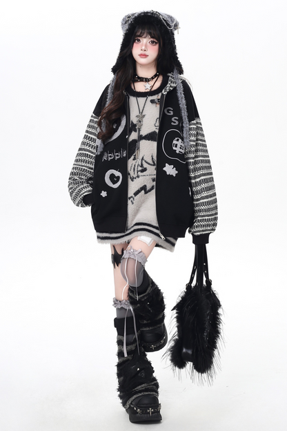 アメリカンボーダーアームルーズフードパーカー