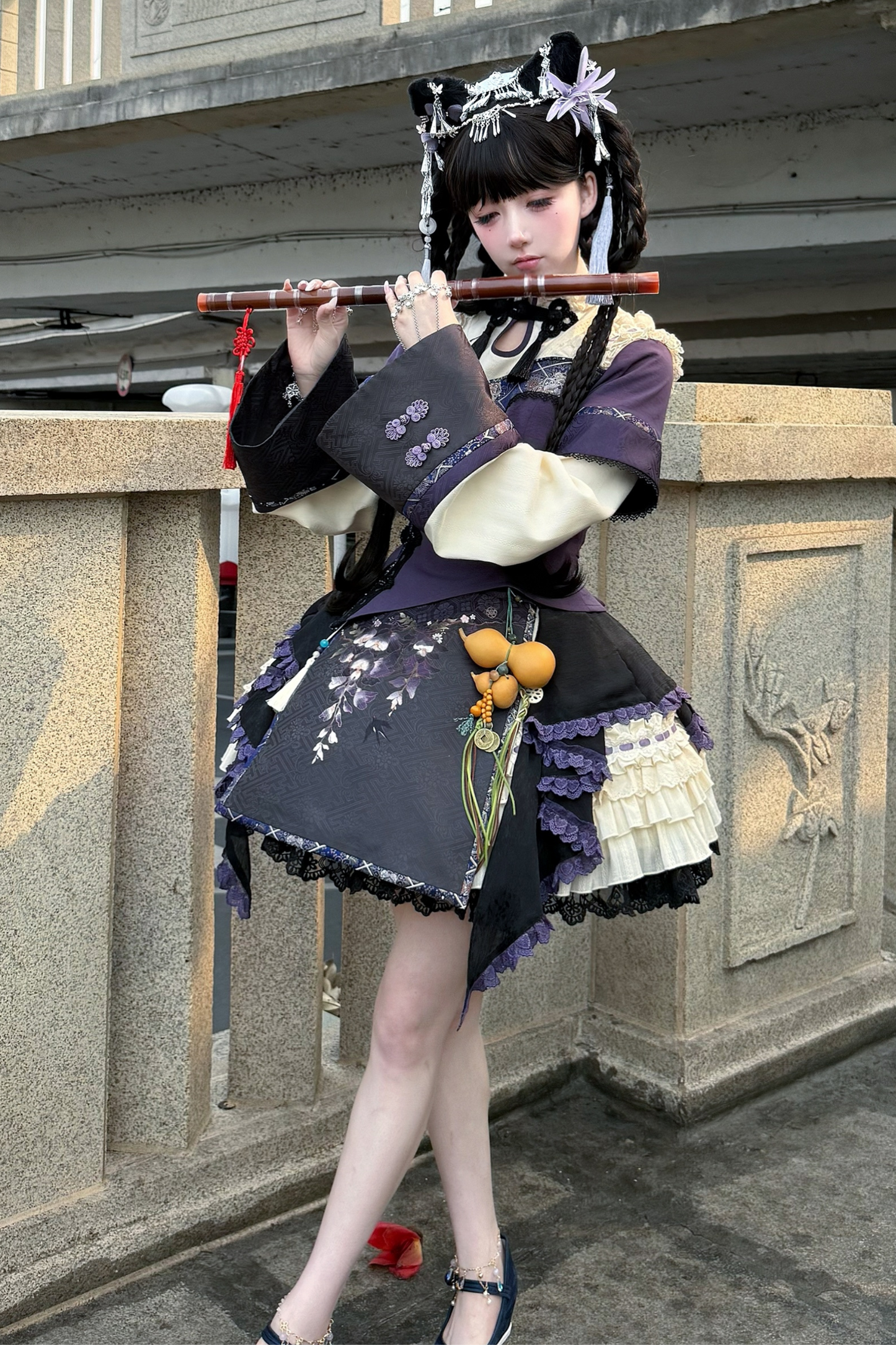 China Style Girl Lolita Top + Skirt + Catsuit + Clips