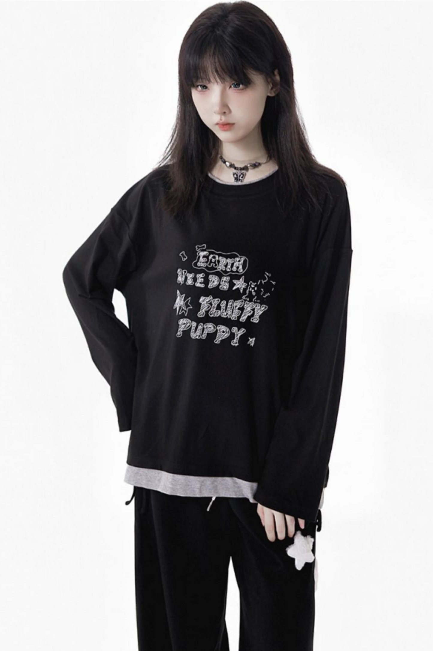 バイカラーパッチワークトップス