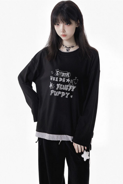 バイカラーパッチワークトップス