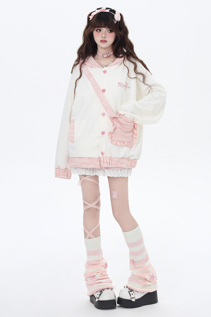 Sweet Milky Bunny Ear Hooded Jacket