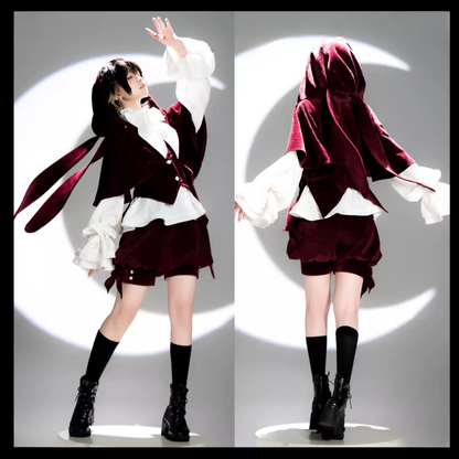 [May 27 reservation deadline] Hunting Rabbit Retro Red Bunny Ear Jacket + Vest + Shorts