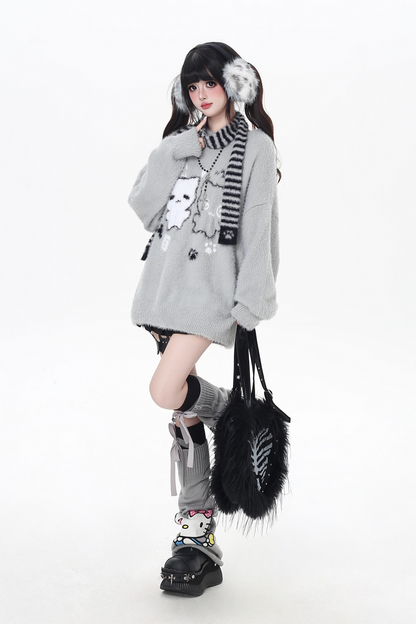 ワックスクルーネックルーズトップス