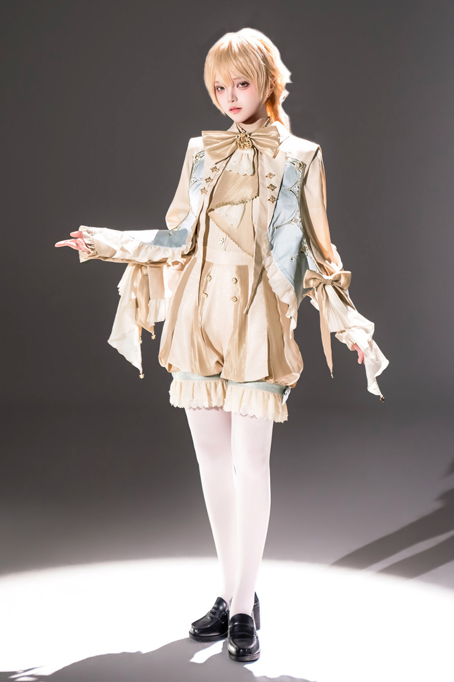 フェアリーテイルプリンスロリータトップス+パンツ+フェイクカラー