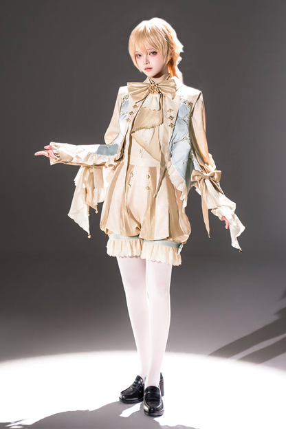 フェアリーテイルプリンスロリータトップス+パンツ+フェイクカラー