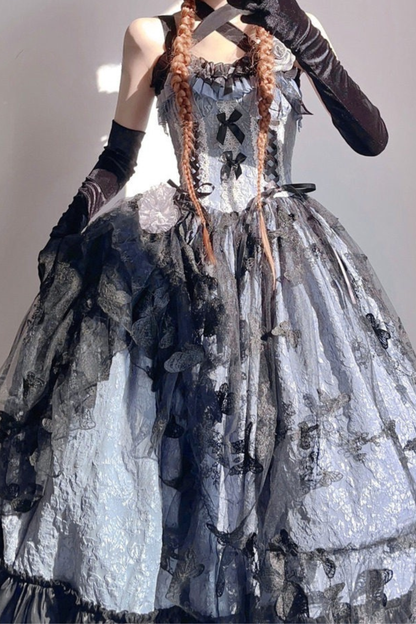 ダークフローラルロリータドレス