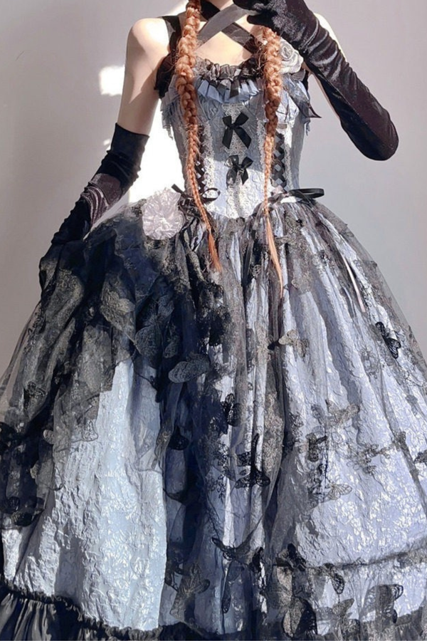 ダークフローラルロリータドレス