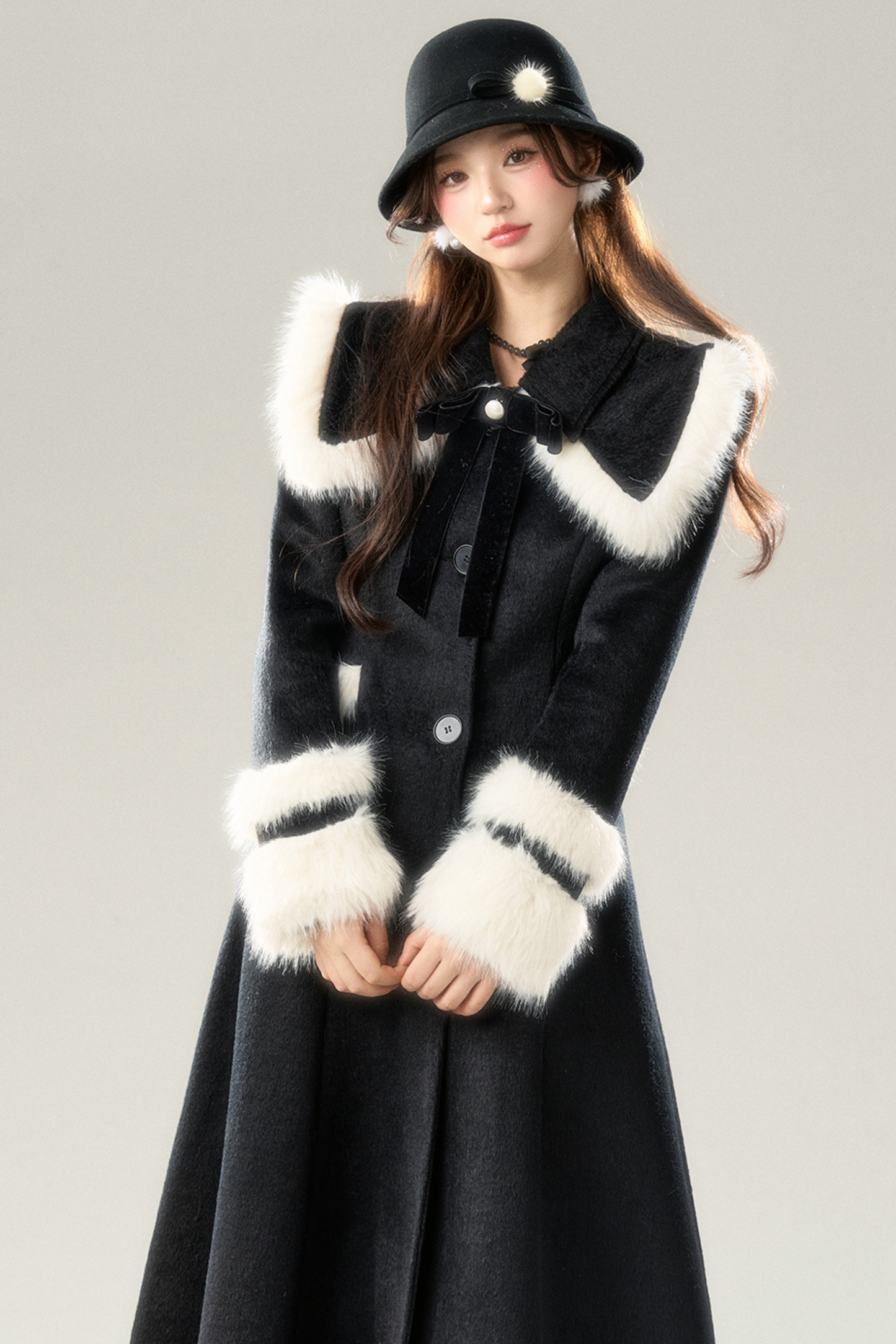 Big Fur Collar Long Coat