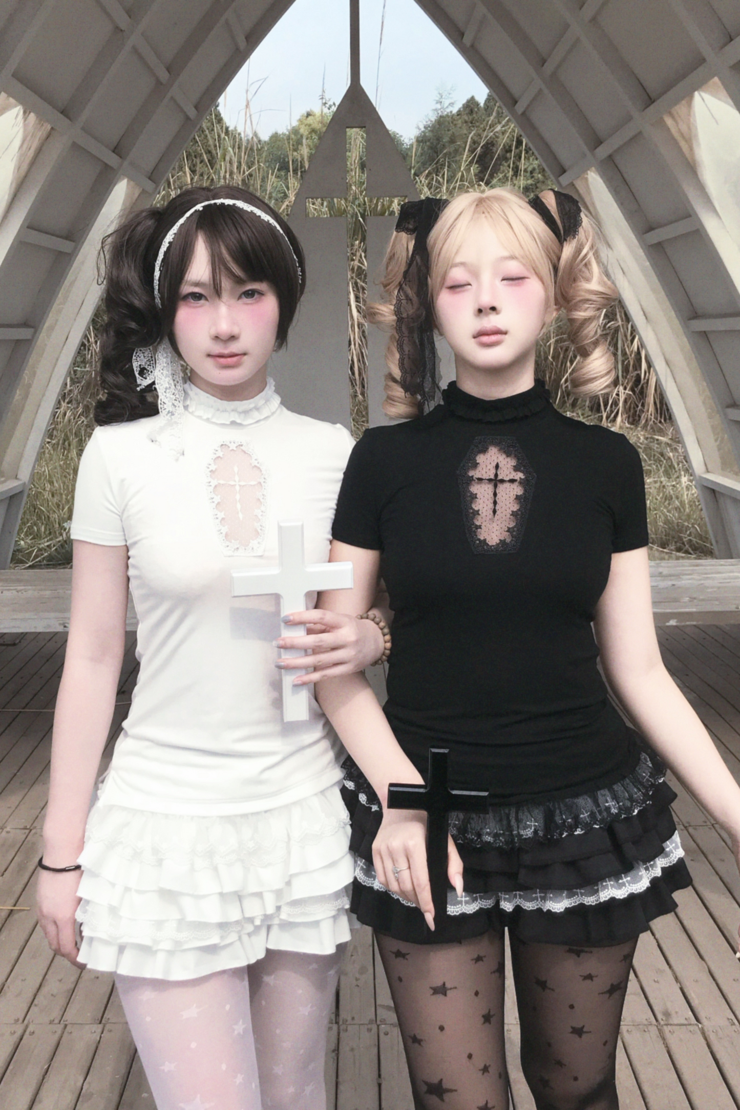 Cross Stitch Gothic Girl Top + Ruffle Pumpkin Pants