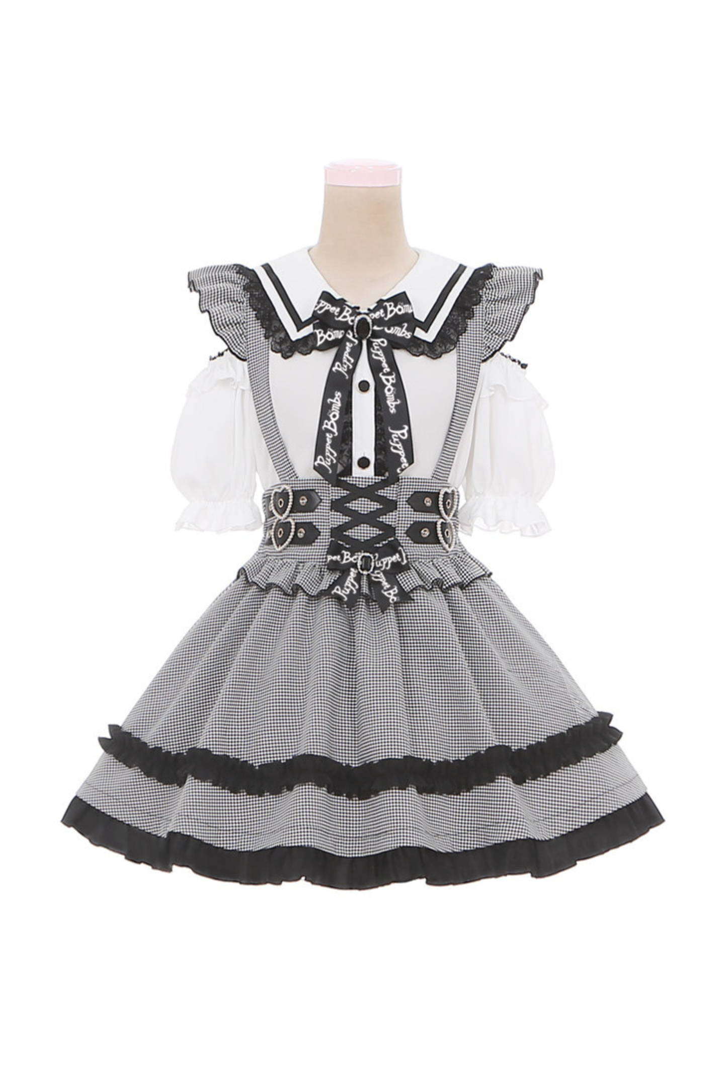 Schulterfreies Spitzenoberteil + Trägerrock