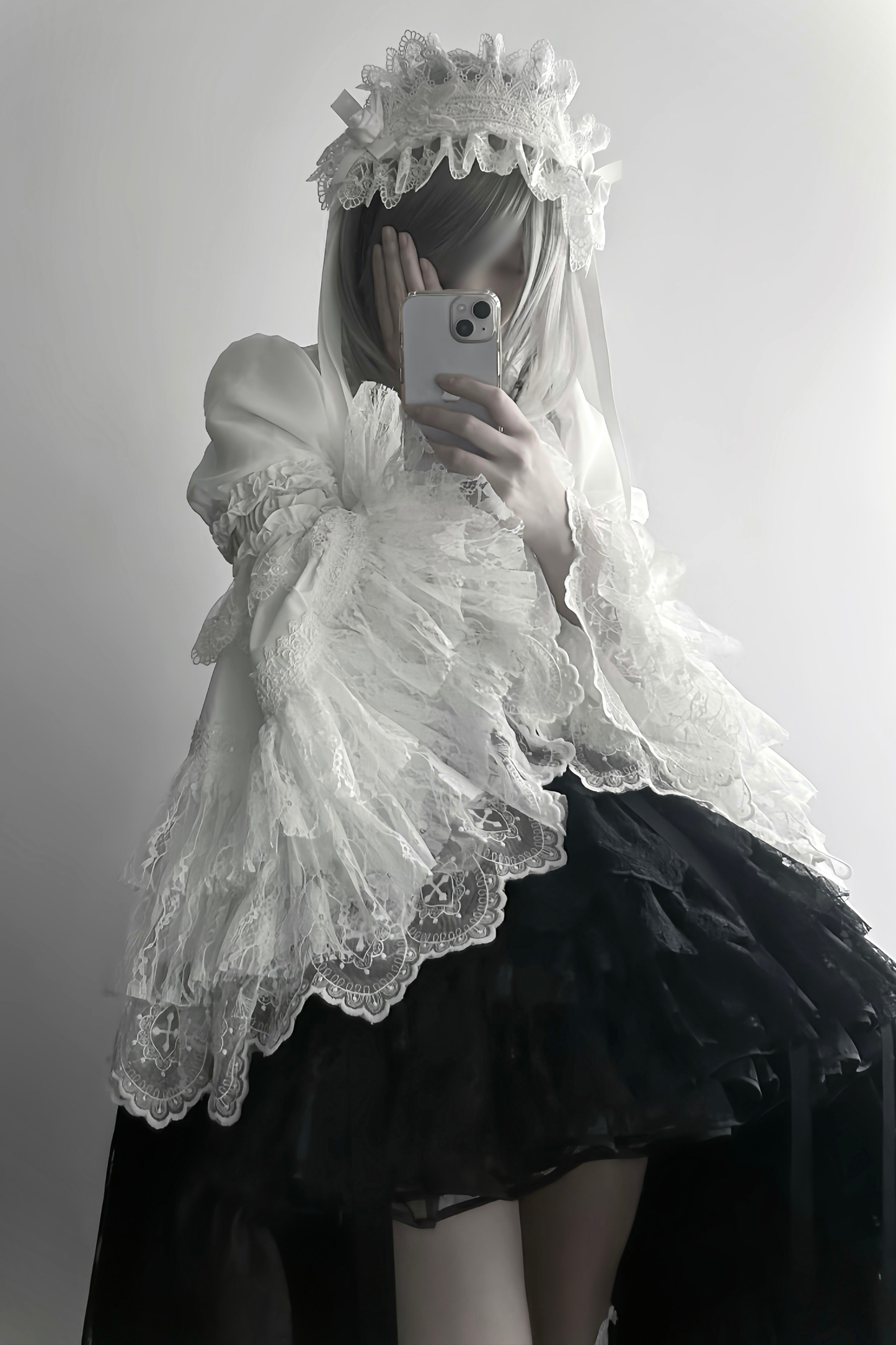 【Vorbestellung bis 18. März】 Dark Kawaii Gothic Lolita Rock + Shirt + Haarband + Hut + Ärmel