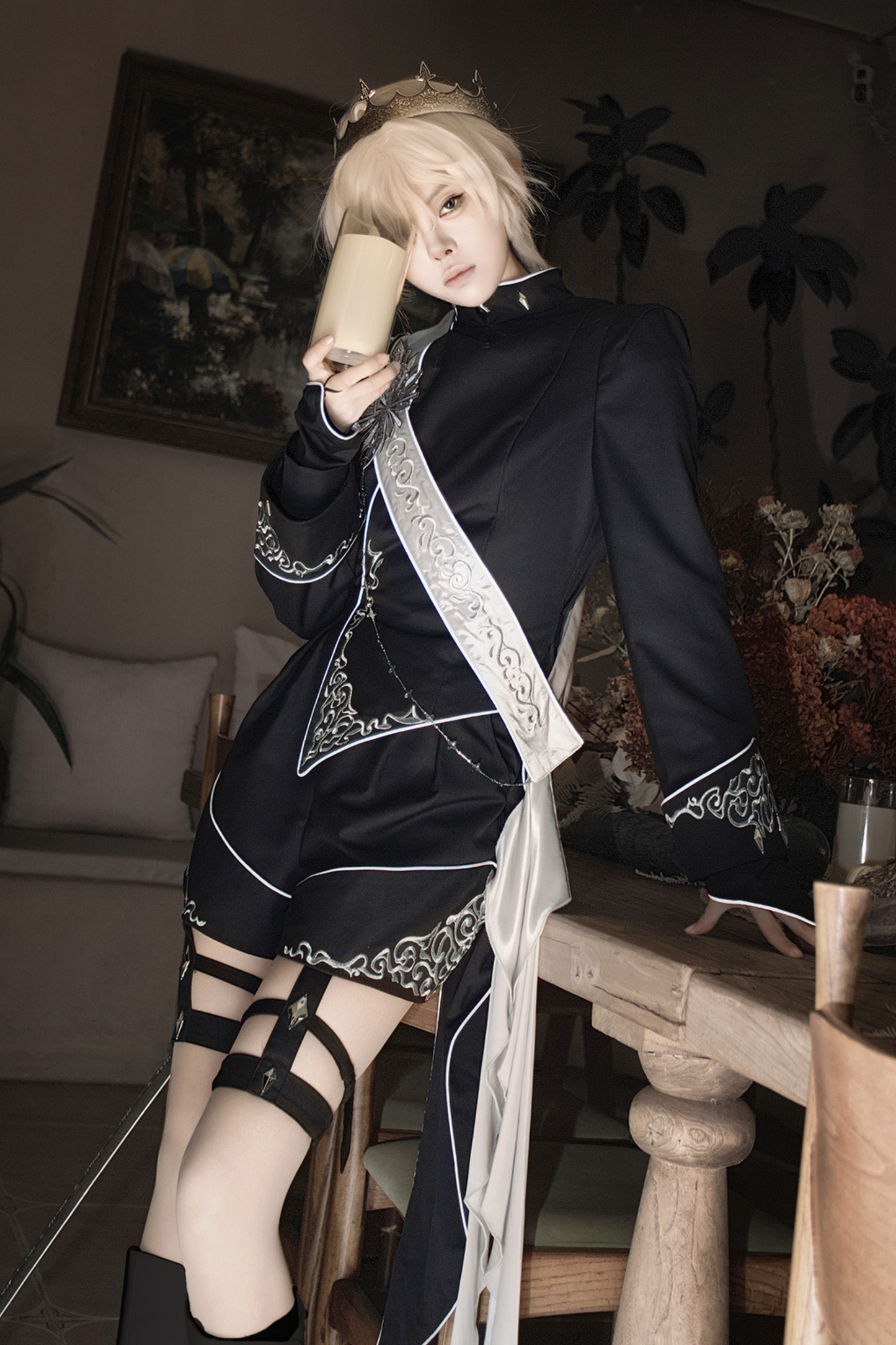 ネバーアイランドモード皇子トップス+ショートパンツ+リボン