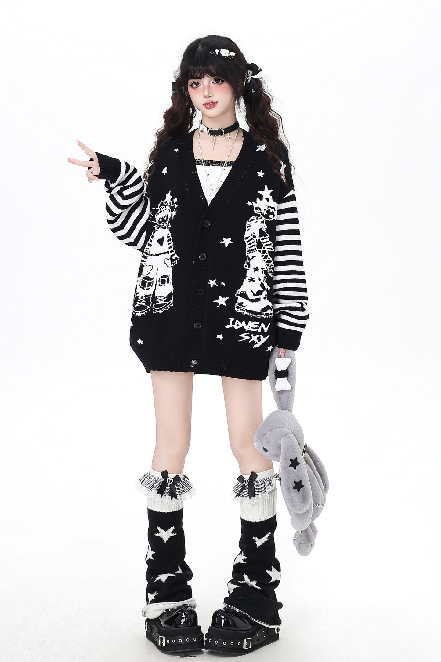 ダークボーダールーズオーバーニットカーディガン