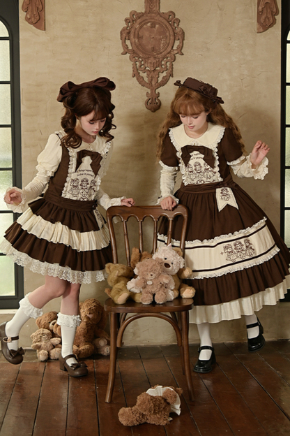Doll Fairy Tale Lolita Dress + Ribbon Brooch + Belt + 2-way Embroidery Brooch