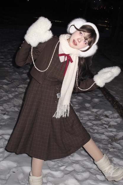 Retro College Jacket + Shirt + Skirt + Badge + Tie