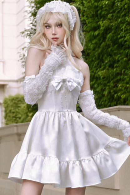 Fairy Pure White Neck Dress