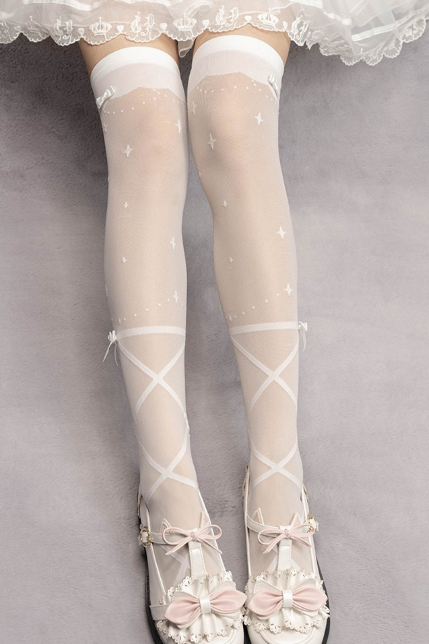 Ribbon design sweet Lolita tights