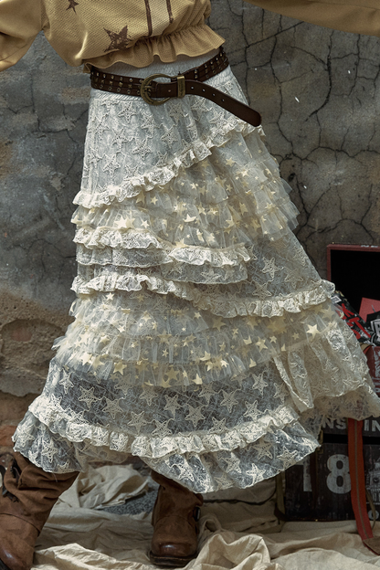 Romantischer Retro-Spitzenrock